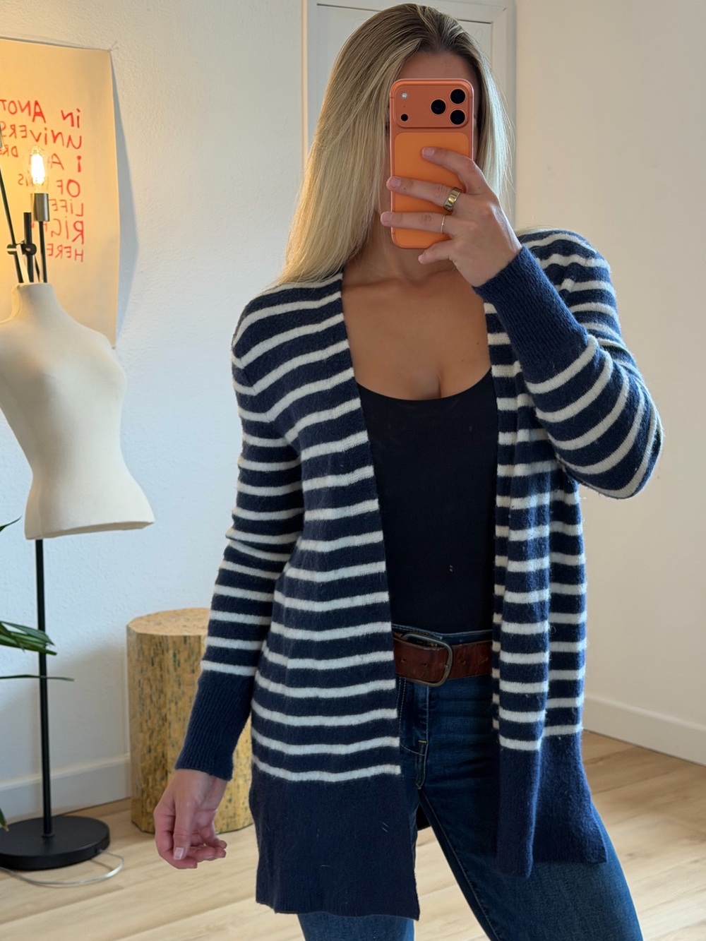 Madewell Merino Wool Alpaca Blend Striped Open Cardigan XS